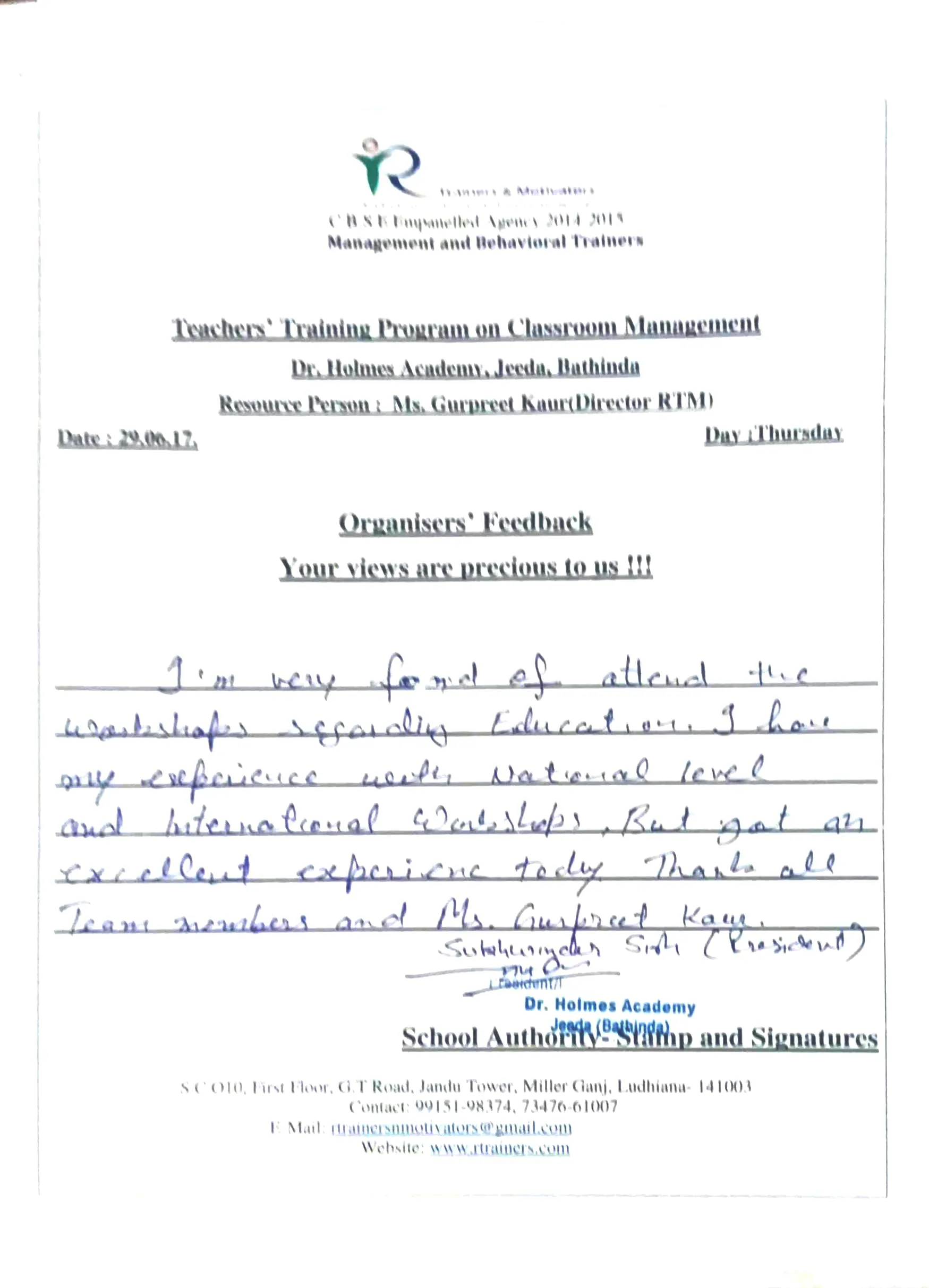 Scanned testimonial 14